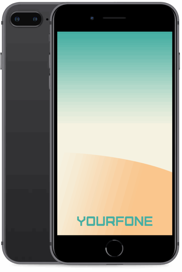 iPhone 8 Plus Space Gray front and back - YF Staging